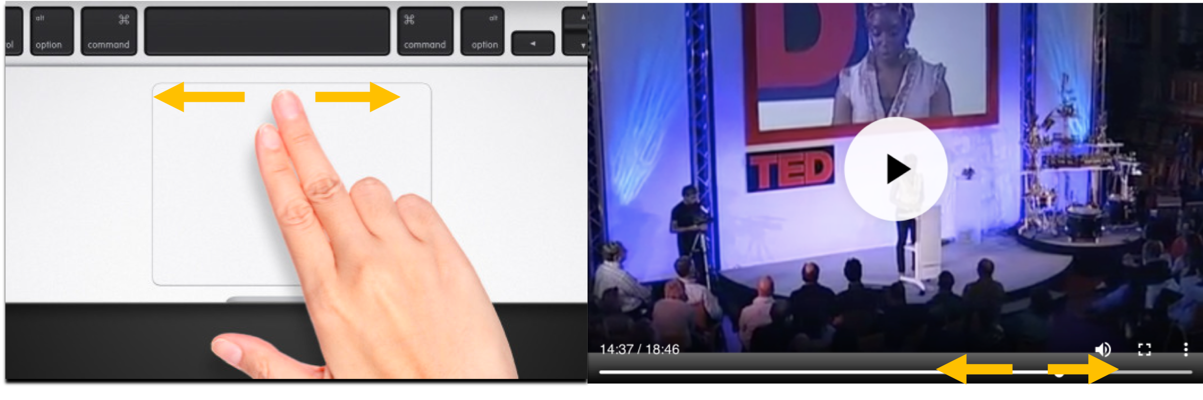 Using the touchpad to control a video slider (Context 1).